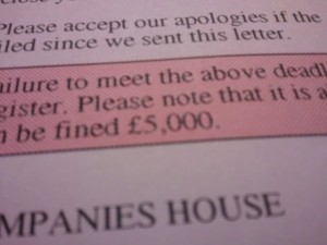 A snippet of text from Companies House talking about being fined