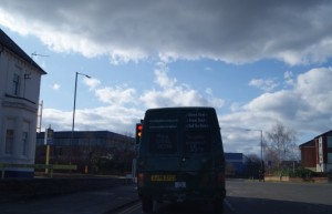 Our catering van driving through Leamington Spa