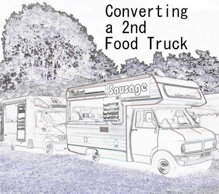 two self-converted food trucks